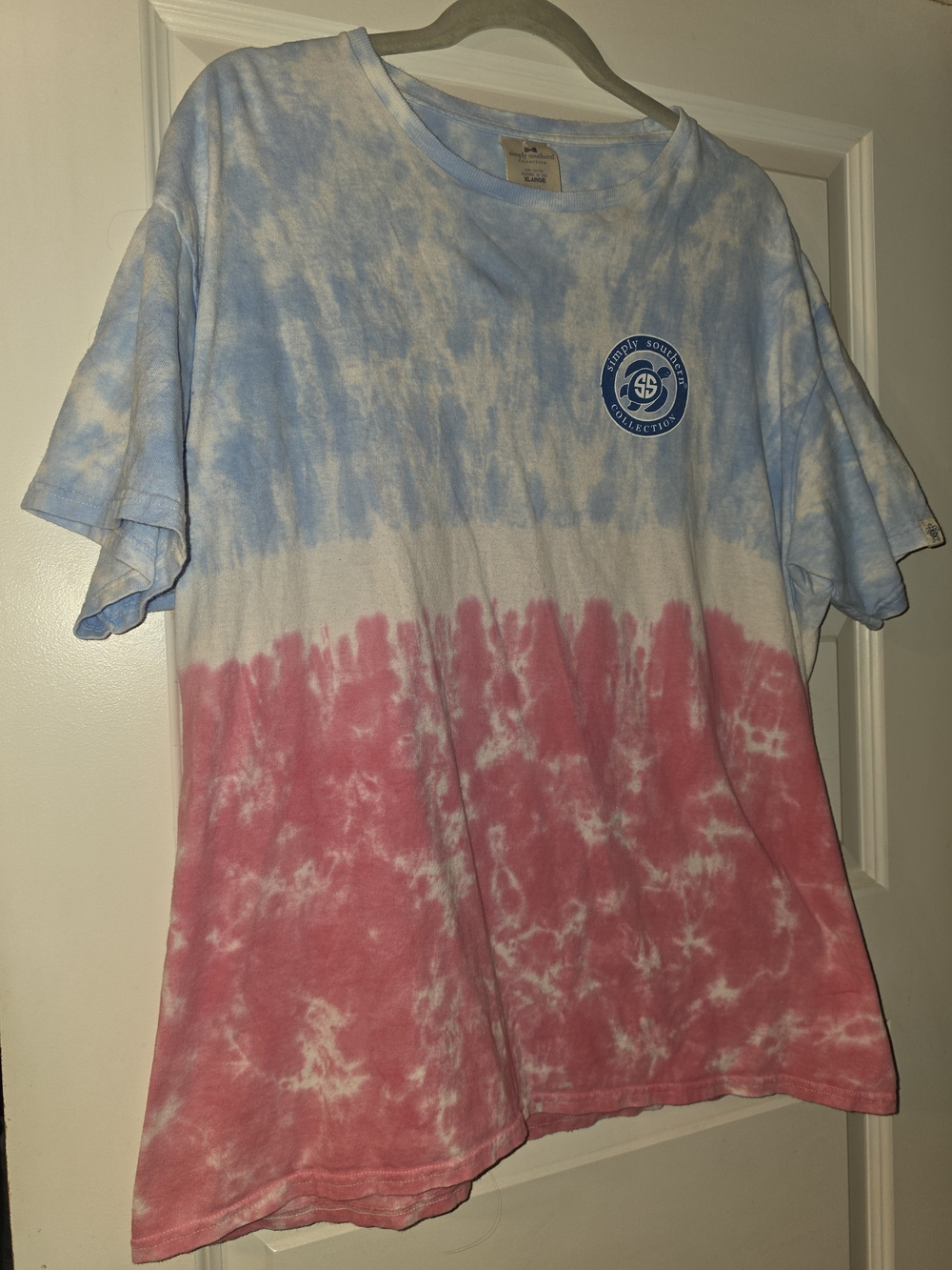 Simply Southern Blue, Red & White Tie-Dye Short Sleeve Tee